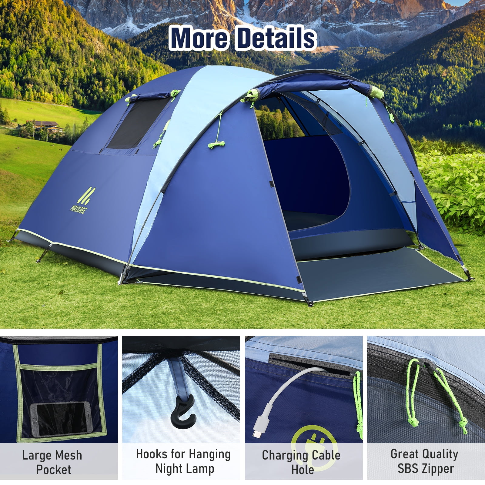 Buy MaxKare Dome Tent 3 or 4 Person Family Camping Tent Waterproof Easy