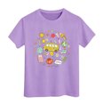 thumbnail image 3 of Kiijoy Girls Back-To-School T Shirt Graphic Short Sleeve Crew Neck T-Shirt, Purple, Sizes 8-9, 3 of 3