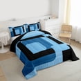 thumbnail image 3 of Homewish Blue Black Square Bedding Comforter Set,Geometric Desgin Twin Comforter Sets,Modern Art Bedding Set For Adults,Luxury Bedroom Decor Reversible,2 Pieces, 3 of 8