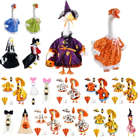 23 Inch Halloween Porch Goose Outfits, Classic Halloween Style, Great Decor for Front Yard Autumn Holiday Scene Layout, Statue Not Included (E)