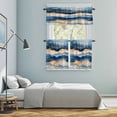 thumbnail image 6 of Abstract Waves Kitchen Curtains Valances and Tiers Set of 3 Blue White Gold Oil Painting Retro Style Tier Curtains and Valance with Rod Pocket for Small Windows, 27.5"x24", 6 of 9