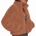 thumbnail image 2 of Women'S Short Coat Casual Jacket with Pockets Warm Winter Zip-Up Outwear Camel Color XXL, 2 of 7