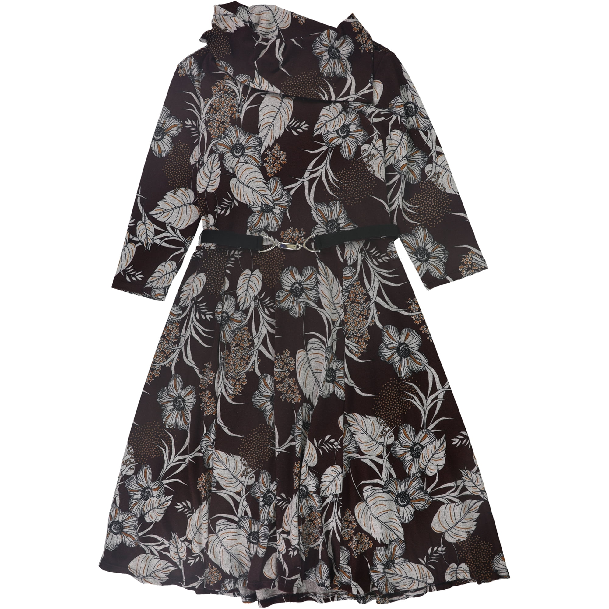 Robbie Bee Womens Floral Sweater Dress 