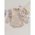 thumbnail image 2 of Bagilaanoe Newborn Baby Girls Knitted Romper Sweater Long Sleeve Bodysuits Floral Embroidery Pullover 3M 6M 12M 18M Infant Warm Jumpers Tops Fall Loose Knitwear, 2 of 8
