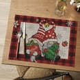 thumbnail image 2 of mubwai Gnomes Red Buffalo Plaid Christmas Vinyl Winter Placemats Set of 4, 12x18 Inch Washable Plastic Non-Slip Woven Winter Table Mats for Party Kitchen Dining Decor, 2 of 7
