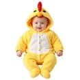 thumbnail image 3 of CUZIBR Girls Halloween Boys Fuzzy Chick Onesie Animal Romper Jumpsuit Hooded Long Sleeve Eye-Catching Trick or Treat Clothes,Yellow,3-6 Months, 3 of 8