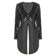 thumbnail image 3 of Haitryli Women's Magician Tailcoat Jacket Fancy Dress Magic Show One-Button Sequin Tail Coat Black XXL, 3 of 7