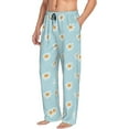 thumbnail image 2 of Uemuo Daisies Flowers Pattern Men's Wide Leg Palazzo Lounge Pants with Pockets Light Weight Loose Comfy Casual Pajama Pants-Small, 2 of 9