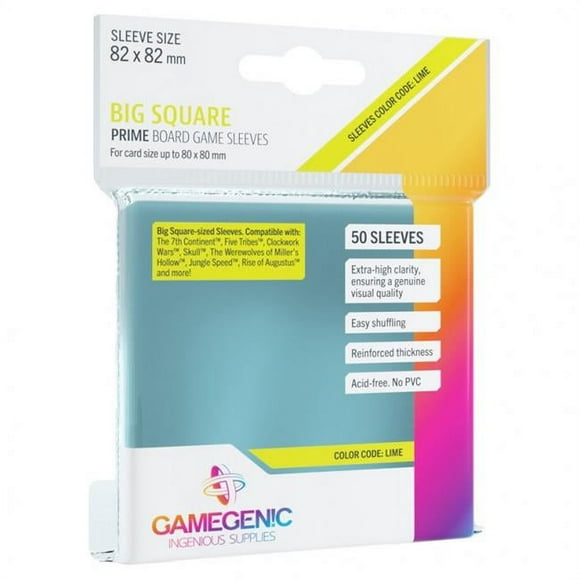 Game Genic GG1045 DP - Prime Big Square Sleeves, Lime - Pack of 50