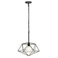 thumbnail image 3 of Large 16" Geometric Diamond Shaped Pendant Industrial Metal Wire Cage Hanging Ceiling 1 Light Fixture - Black, 3 of 8