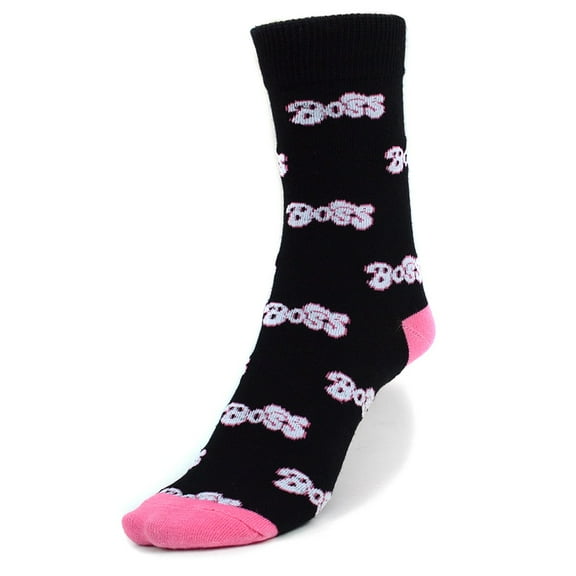 Urban-Peacock Women's Novelty Fun Crew Socks for Dress or Casual - Boss - Black & Pink, 1 Pair