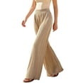 thumbnail image 3 of TANBOM Women's Summer Wide Leg Relaxed Fit Casual Pleated Polyester Pants Khaki Size XL, 3 of 4