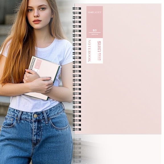 Colored Coil Notebooks, Thick Lined Journal Notebook, Lay Flat Notepad with Smooth Paper, Memo Book for Office Work and Home Note Taking (Light Pink)