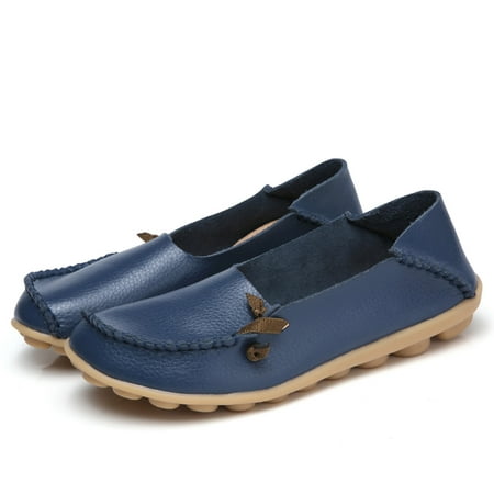 

Summer Savings Clearance! Zpanxa Womens Casual Shoes Women Round Head Casual Flat Shoes Loafers Soft Bottom Casual Single Peas Shoes Dark Blue 42