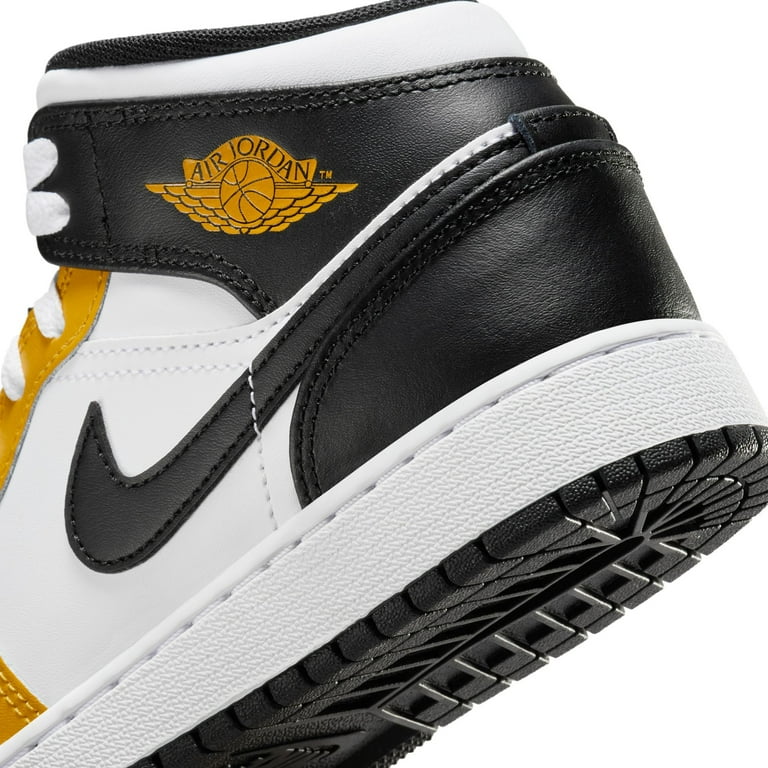 Kids Jordan Air 1 Mid Shoes 4.5 Yellow Ochre Black White