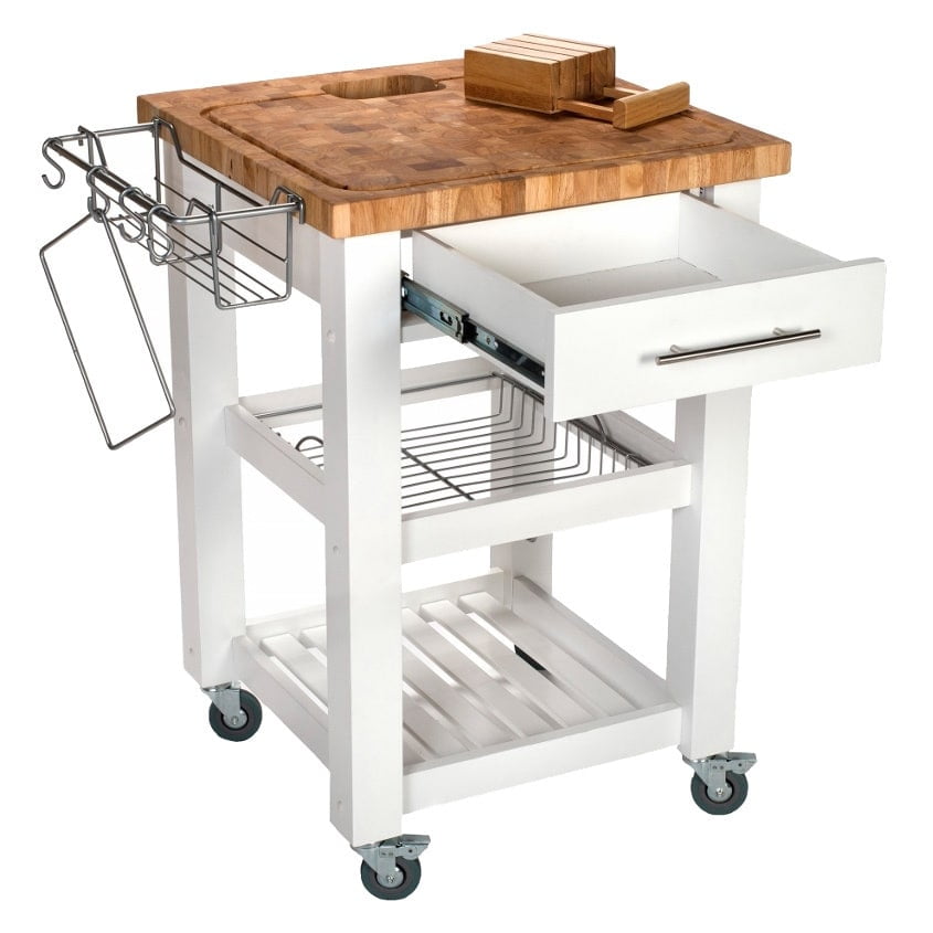 Chris Pro Chef Kitchen Cart With Butcher Block Top Chris Pro Chef Kitchen Cart