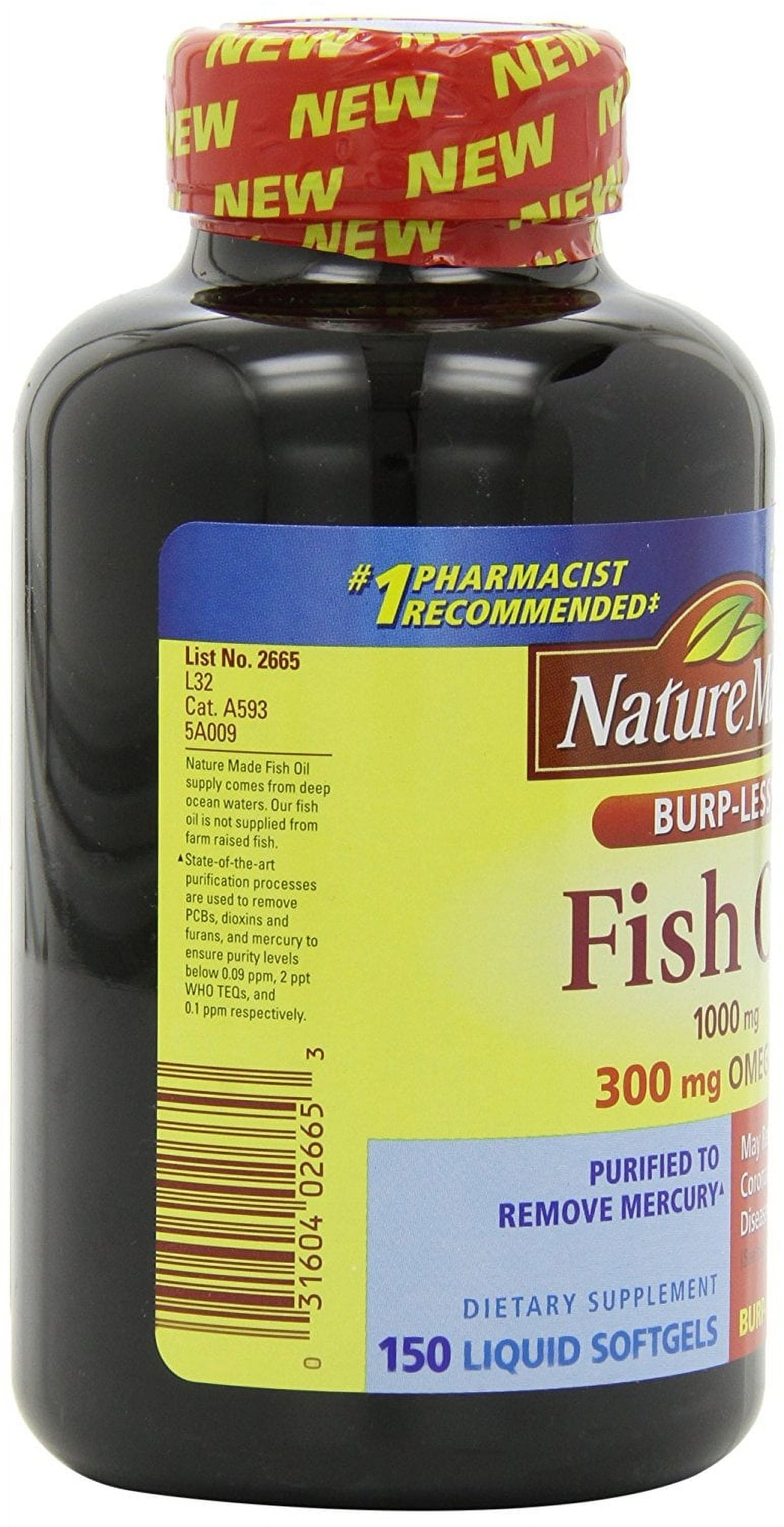 nature made burpless fish oil 1000 mg w. omega-3 300 mg softgels 150 ct