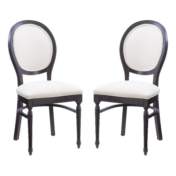 Pemberly Row Beechwood Set of 2 Padded Back and Seat Side Chairs in Dark Brown