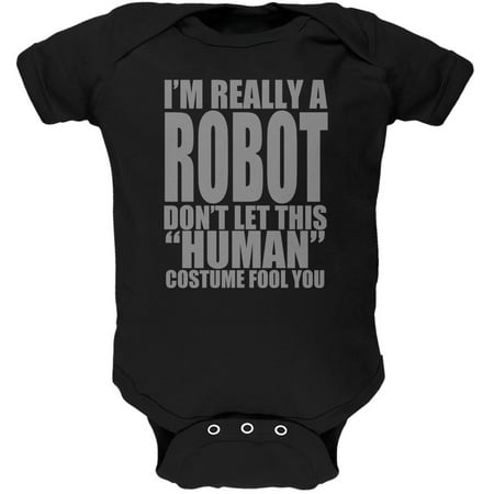 Halloween Human Robot Costume Black Soft Baby One Piece