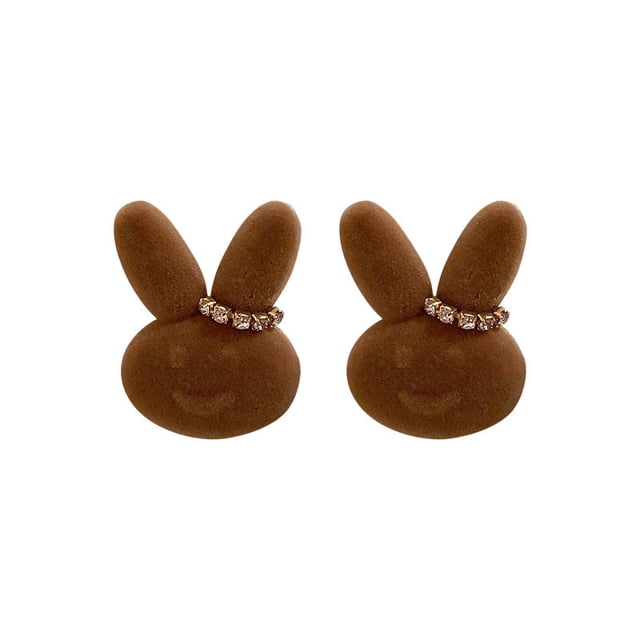 Up to 65% Off Needle Personality Design Sense Flocking Diamond Rabbit Earrings Ins Fashion All-match Earrings Temperament Earrings Women ( 1Pairs ) Necklace Rings Earring Jewelry on Clearance