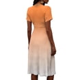 thumbnail image 6 of Minjewel Women's Gradient V-Neck Short Sleeve Ombre Shift Mini Dress - Summer Casual Beach Outfit, Loose Flowy Party Dress, Comfy Vacation Top,Saffron,2XL, 6 of 6