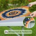 thumbnail image 6 of Orange Blue Tie Dye Mandala Pattern Square Fitted Tablecloth with Elastic Edge,Square Table Cover,Washable Elastic Table Cover for Home Kitchen Party Decor 34"x34", 6 of 6