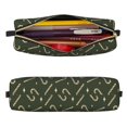 thumbnail image 3 of XMXT Leather Pencil Case, Gold Cane Candy Green Print Large Capacity Pencil Pouch for Student Teens Women, 3 of 9