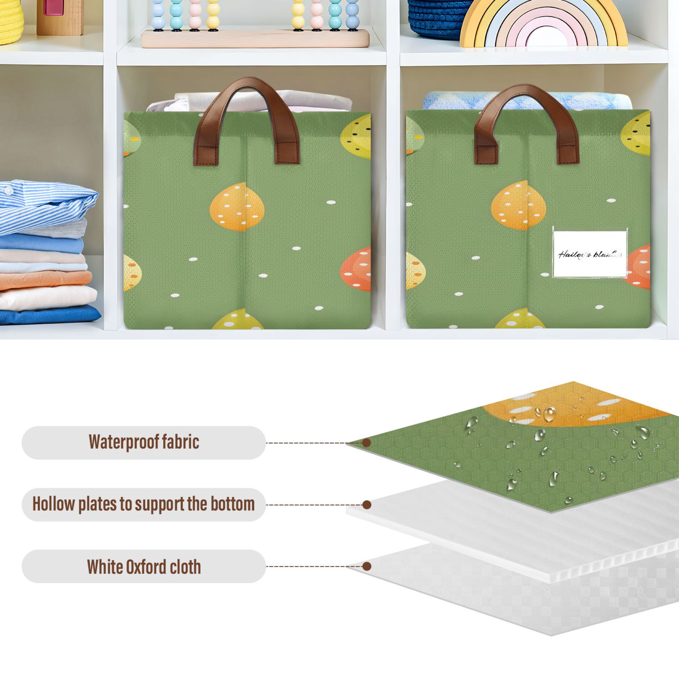 Ryvnso Eggs Easter Polka Dots Storage Bins Large Basket Foldable Cube Toys Organizer with Handles 2 PCs