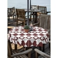 thumbnail image 2 of Outdoor Tablecloths with Umbrella Hole & Zipper, Retro Boho Round Tablecloth 54 Inch, Dark Red Geometric Pattern Rhombic Bohemia Waterproof Table Cloth, Patio/Pool/Picnic Table Covers, 2 of 8