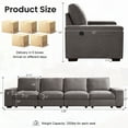 thumbnail image 3 of INGALIK 128" Modern Modular Couch Sofa with Seats Storage, 4-Seater Sectional Couch with W/Deep Seat, Comfy Chenille Sofa for Living Room, Office, Side Pockets, USB Port, Removable Cover (Dark Gray), 3 of 10