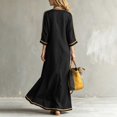 thumbnail image 4 of Ovbmpzd Vaction Beach To City Summer Dress for Women Maxi Black Plus Size Shift Dress 3/4 Sleeve Loose Casual Dresses,M, 4 of 6