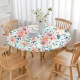 thumbnail image 3 of Pioneer Flower Floral Print Pattern Round Fitted Tablecloth with Elastic Edge,Dining Table Cover Waterproof,Outdoor Round Tablecloth for Camping,Dining,Indoor and Outdoor, 3 of 7