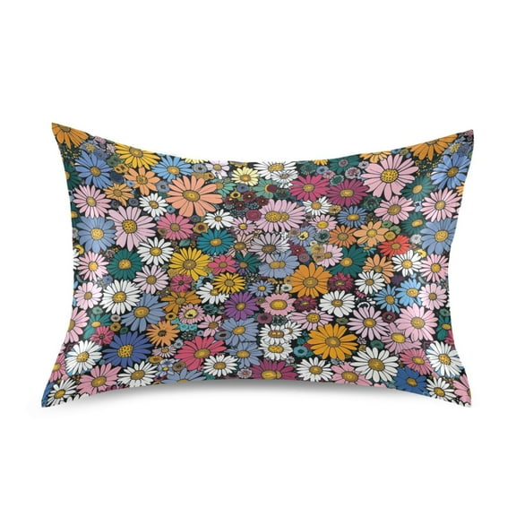 Satin Pillow Case Standard Silk Pillow Cover for Hair and Skin Envelope Closure Little Beautiful Daisy Flower 20"x26"