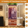 thumbnail image 6 of ChVans 4 Door Armoire Wardrobe Closet with LED Sensor Light,72"H Arch design Clothing Storage Cabinet with Hanging Rod and Glass Doors, 6 of 9