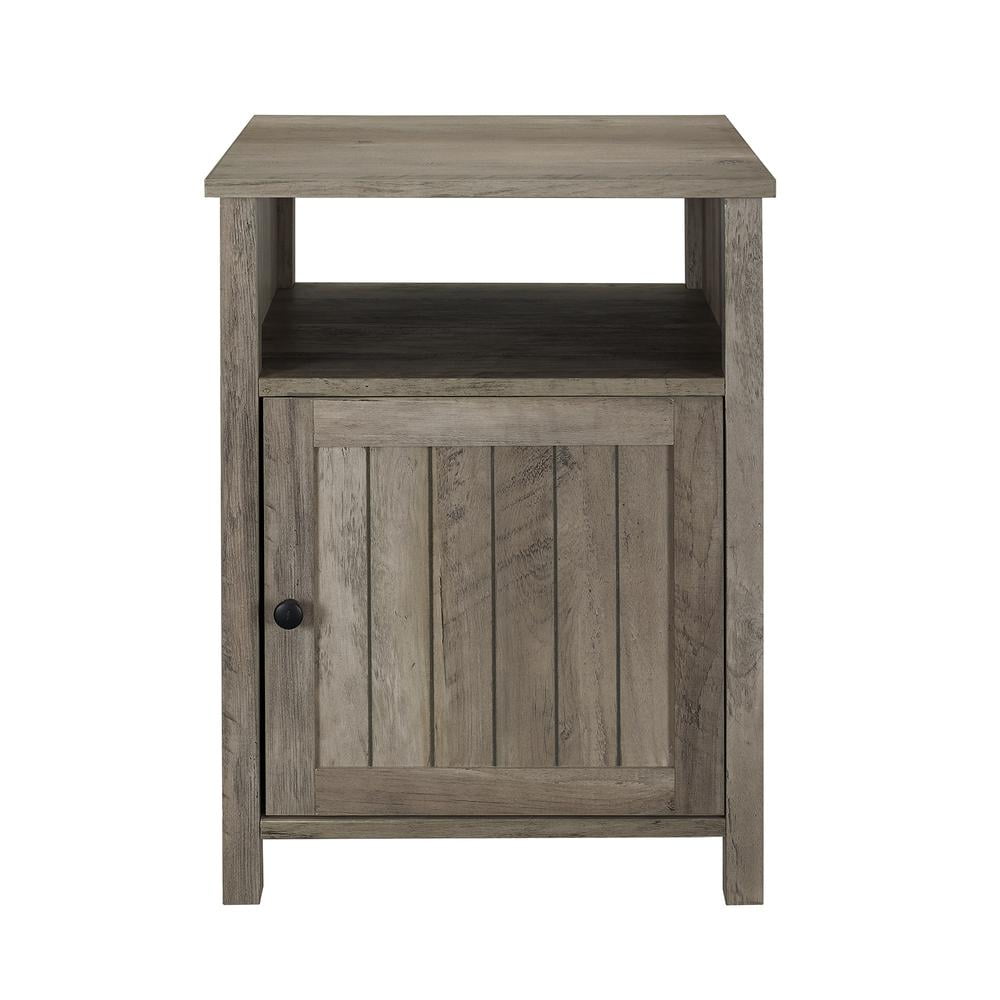 18" Grooved Door Side Table Grey Wash