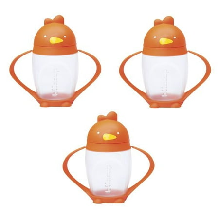Lollacup Infant And Toddler Straw Cup, 3 Pack - Orange/Orange/Orange
