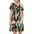 thumbnail image 1 of Easygdp Colorful Bulldog Duo para Vestido Transpirable de Mujer, Vestido Suelto de Manga Corta con Pliegues y Bolsillos para el Verano, 1 of 6