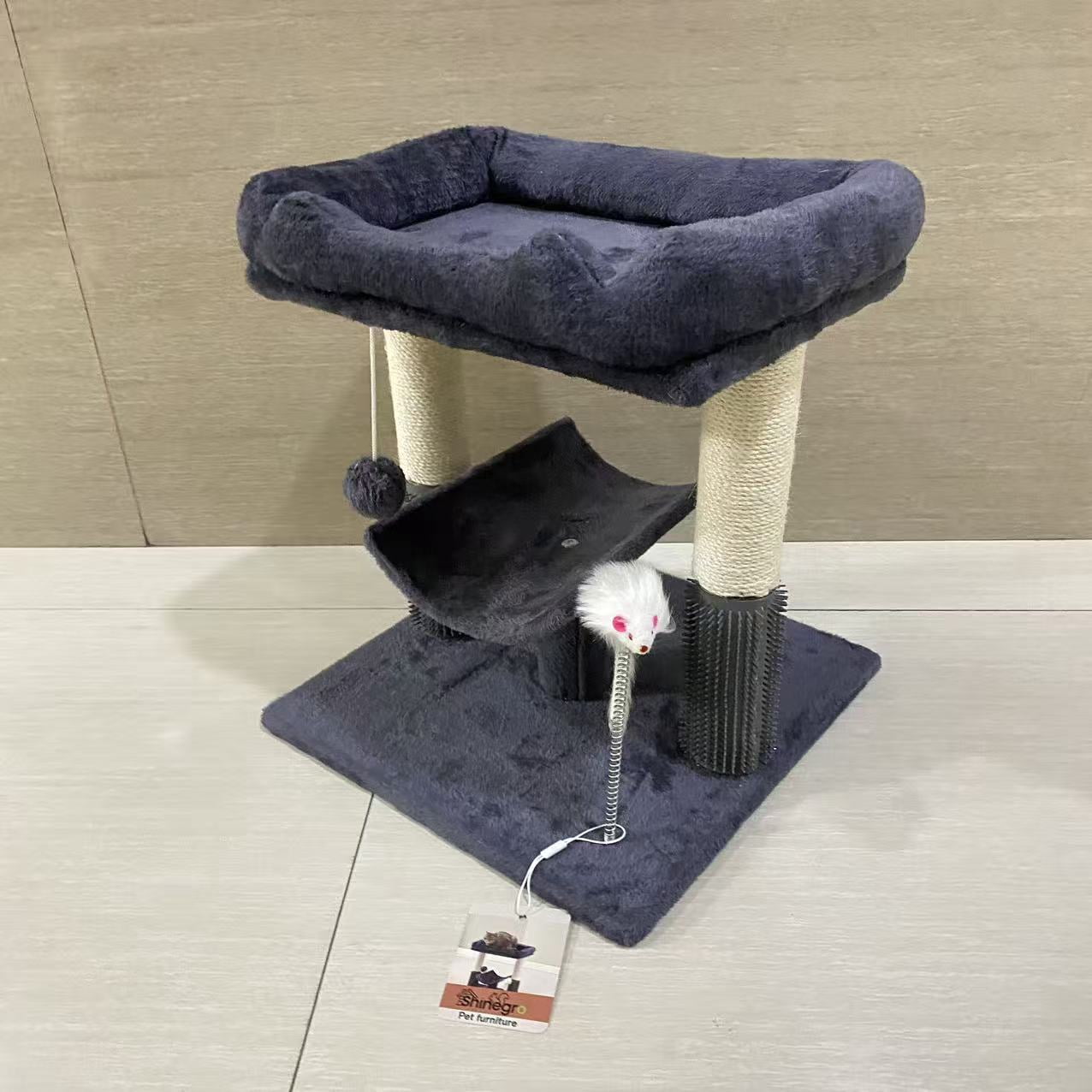 Shinegro Pet furniture,Cat Tree Tower for Indoor Cats, Tall Cat Scratching Post with Large Bed for Maine Coon Big Cats, Sisal Cat Scratcher with Soft Perch & Hammock-Gray