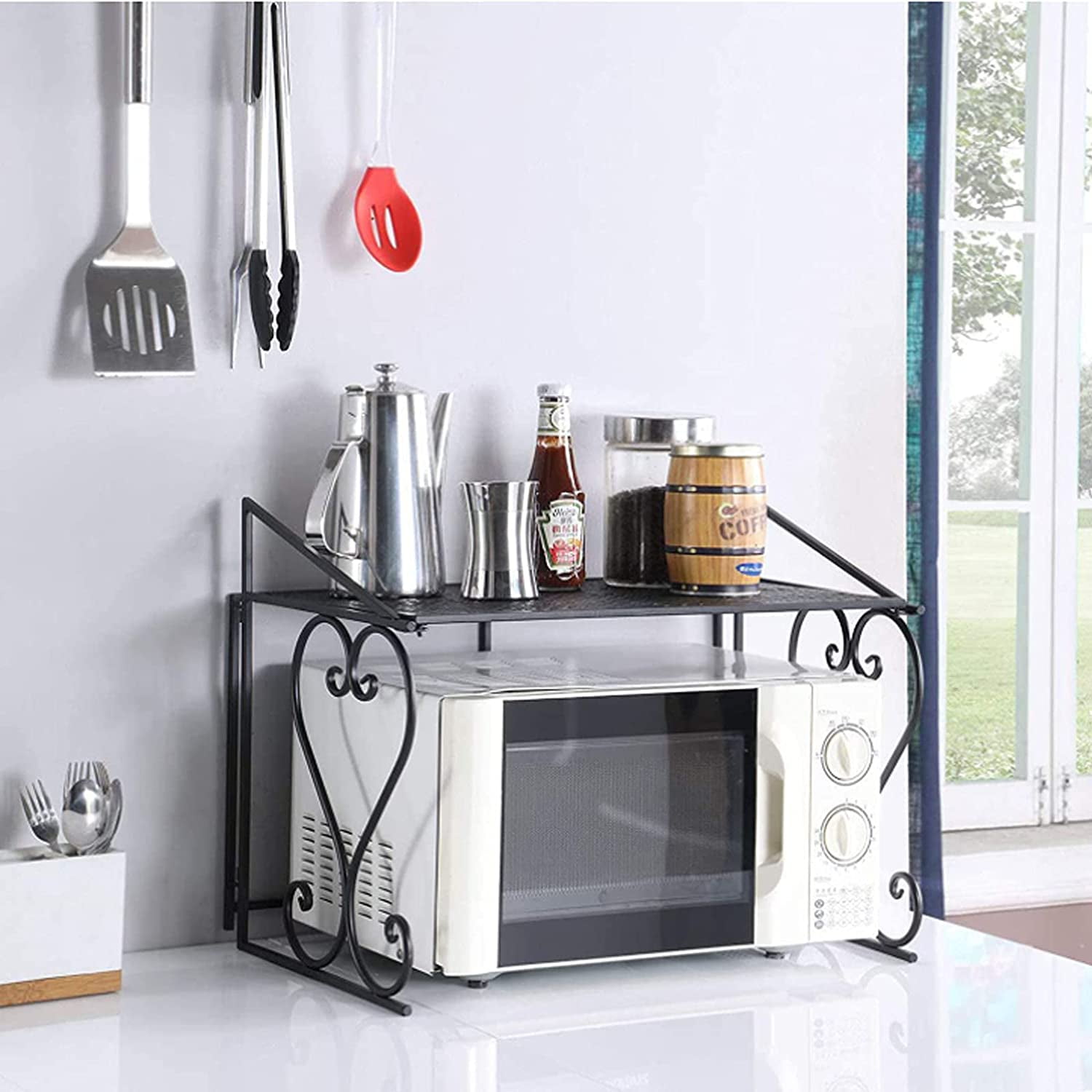 Microwave Oven Shelf Storage Racks Kitchen Counter and Cabinet Shelf Organization Microwave Shelf Stand Chrome Metall Oven Rack Kitchen Storage Organiser Black Walmart