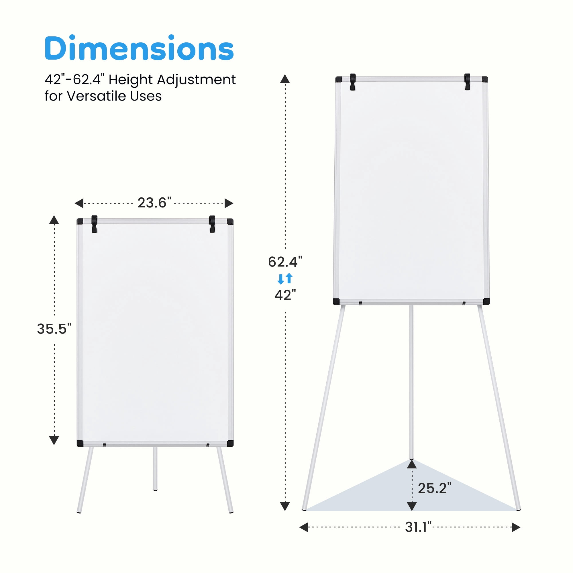 LIFERECORD 36"x24" Magnetic Portable Easel Dry Erase Board, Flipchart Easel Stand Tripod Whiteboard, White