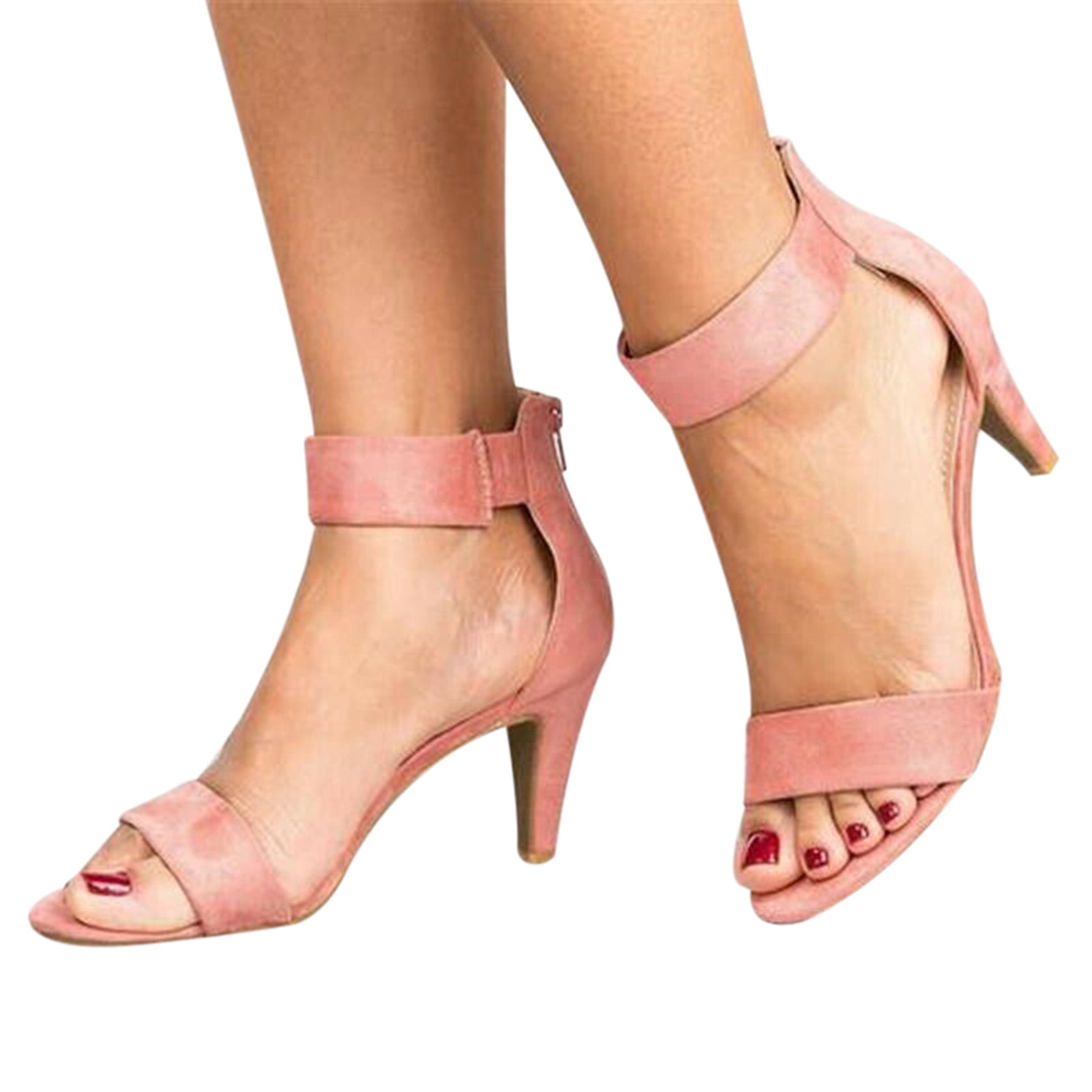 Blush pink ankle strap heels sale