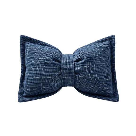 Navy Blue Bow Throw Pillow, Soft Chenille Decorative Cushion for Sofa Bed, 3D Knot Accent Pillow for Living Room Bedroom Nursery Home Decor