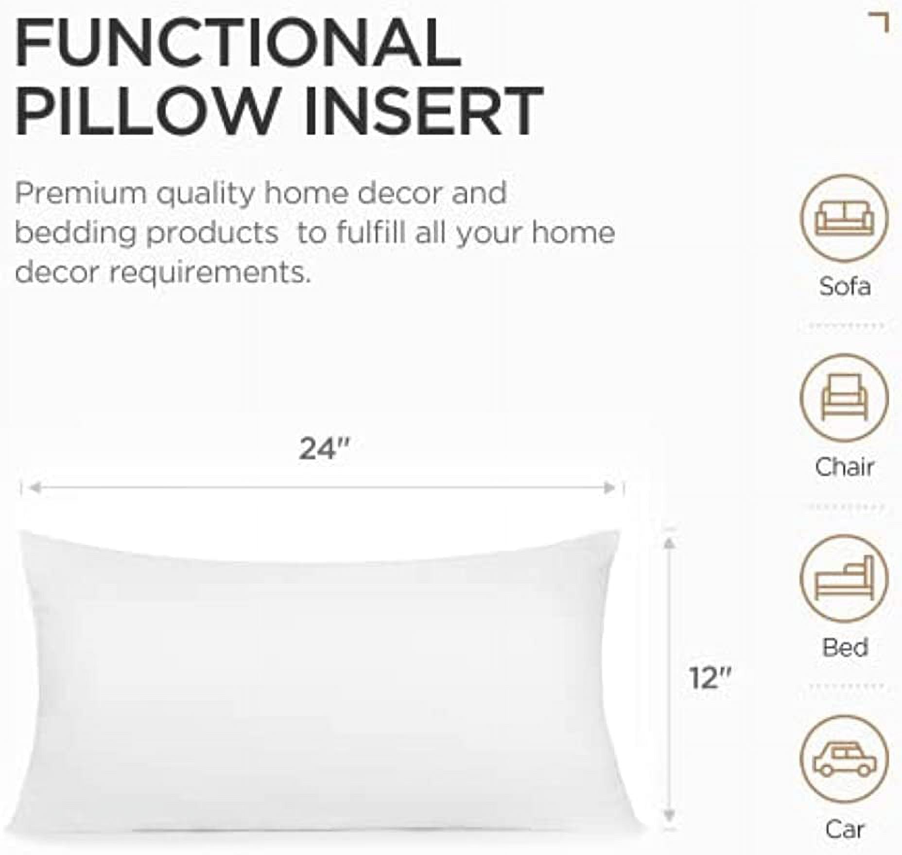 Throw Pillow Stuffer Inserts Decorative Rectangle Premium Sham Forms Cushion for Sofa Couch Chair, 12x24 Inch , White