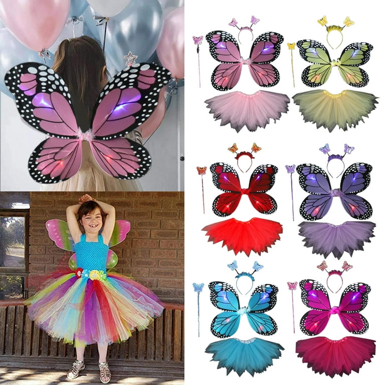 brutalt for eksempel Awakening LeKY 4Pcs/Set Glowing Butterflies Wing Colorful Lighting Skirt Head Band  Fairy Wand Light Up Costume Accessories Holiday Props Halloween Cosplay  Party LED Fairy Wing Party Supplies - Walmart.com
