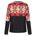 thumbnail image 3 of Moda mujer casual impreso cuello redondo manga larga otoño blusa pullver tops Pompotops FGAJ8475, 3 of 7