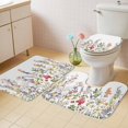 thumbnail image 4 of Pink Yellow Flower Bathroom Rugs Set Red Rose Spring Plant Pastoral Style Non Slip Absorbent Soft Bath Mats 3 Piece Set with Bathroom Rug, U-Shaped Floor Mat, Toilet Seat Cover Small Size, 4 of 9