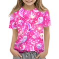 thumbnail image 2 of Grblisyd Girls Boys Halloween Shirt Short Sleeve Tee Shirts Kids Summer Crewneck Tops Soft Lightweight Pumpkin Bat Graphic Print Tshirt, 2 of 6