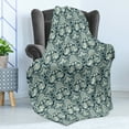 thumbnail image 4 of Vintage Soft Flannel Fleece Throw Blanket, Victorian Baroque Foliage Leaves Pattern with Ornamental Swirls, Cozy Plush for Indoor and Outdoor Use, 60" x 80", Sage Green Dark Blue, by Ambesonne, 4 of 5
