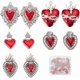 thumbnail image 1 of 1 caja de 20 dijes de corazón estilo gótico, dijes del Sagrado Corazón a granel, dijes de plata, corazón rojo, cardos y espinas, dije de esmalte elegante, 1 of 6