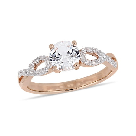 1 Carat T.G.W. Created White Sapphire and 1/10 Carat T.W Diamond 10kt Rose Gold Infinity Engagement
